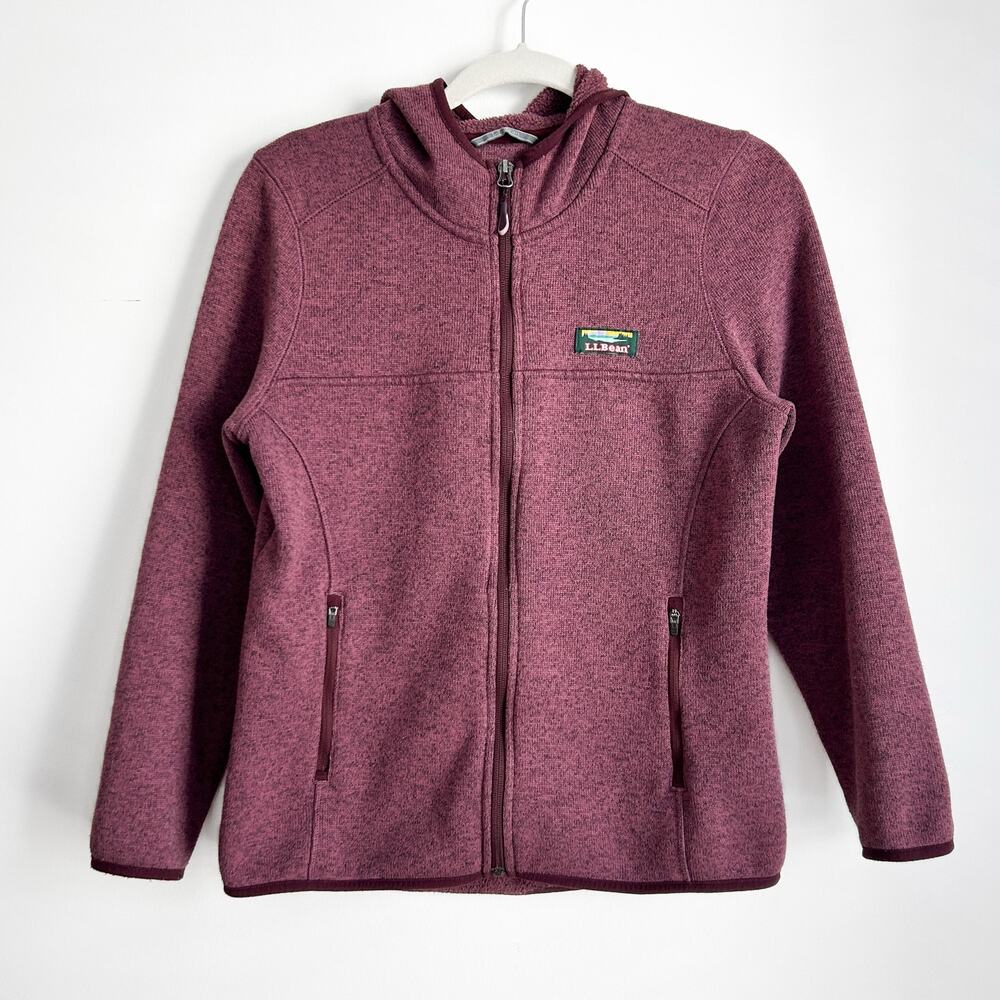 L.L. Bean Women's Sweater Fleece Full Zip Hooded in Size Medium Petite Purple